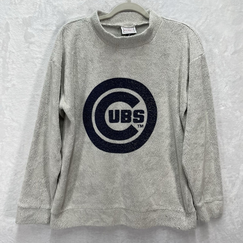 Chicago Cubs Genuine Merchandise Textured Crew Sweatshirt Womens M Terrycloth
